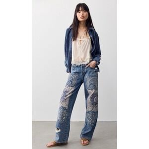 We the free reverie patchwork distressed mid-rise jeans NWOT